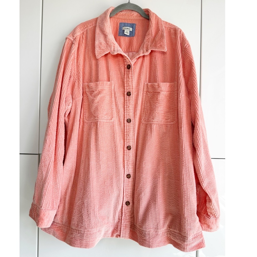 L.L. Bean Corduroy Shacket Orange Size 3X Fall Cozy Warm Pumpkin Spice Western